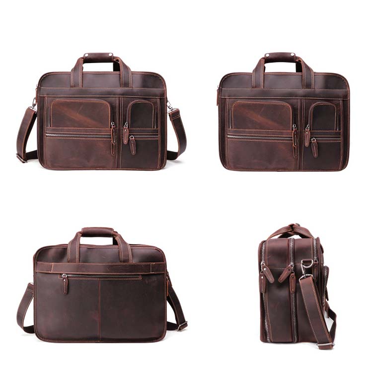 Leather Business Bag Retro Shoulder Bag High-capacity Handbags For Men B11068 - icambag