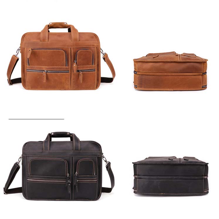 Leather Business Bag Retro Shoulder Bag High-capacity Handbags For Men B11068 - icambag