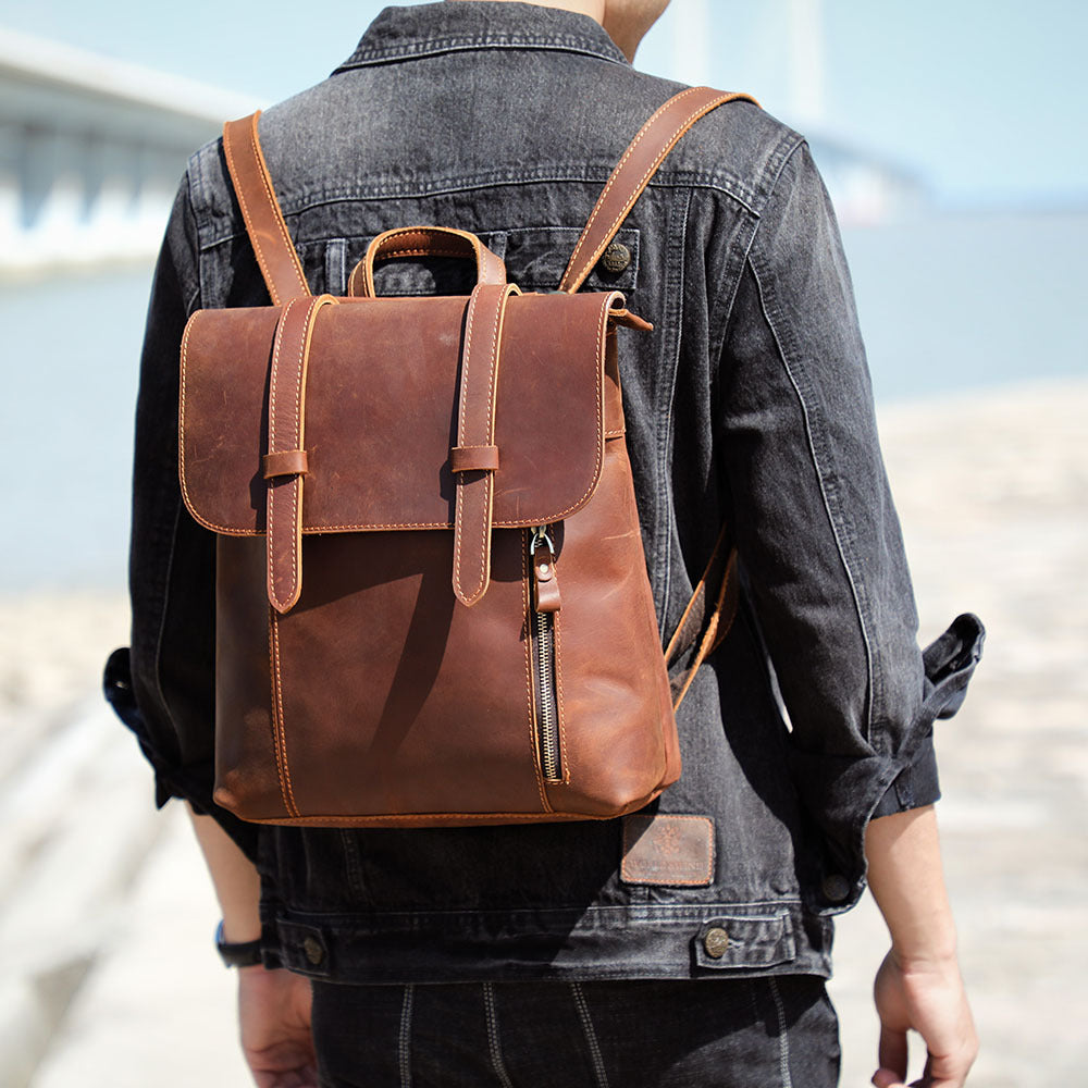 Vintage Leather Backpacks For Men and Women