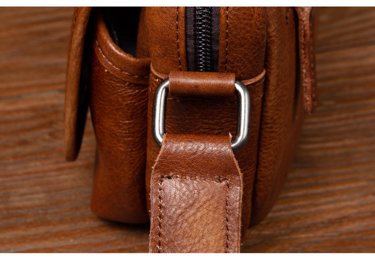 Personalized Groomsmen Gift, Adjustable Cower Leather Messenger Bag Shoulder Bag Gift for Husband Dad Grad Boyfriend