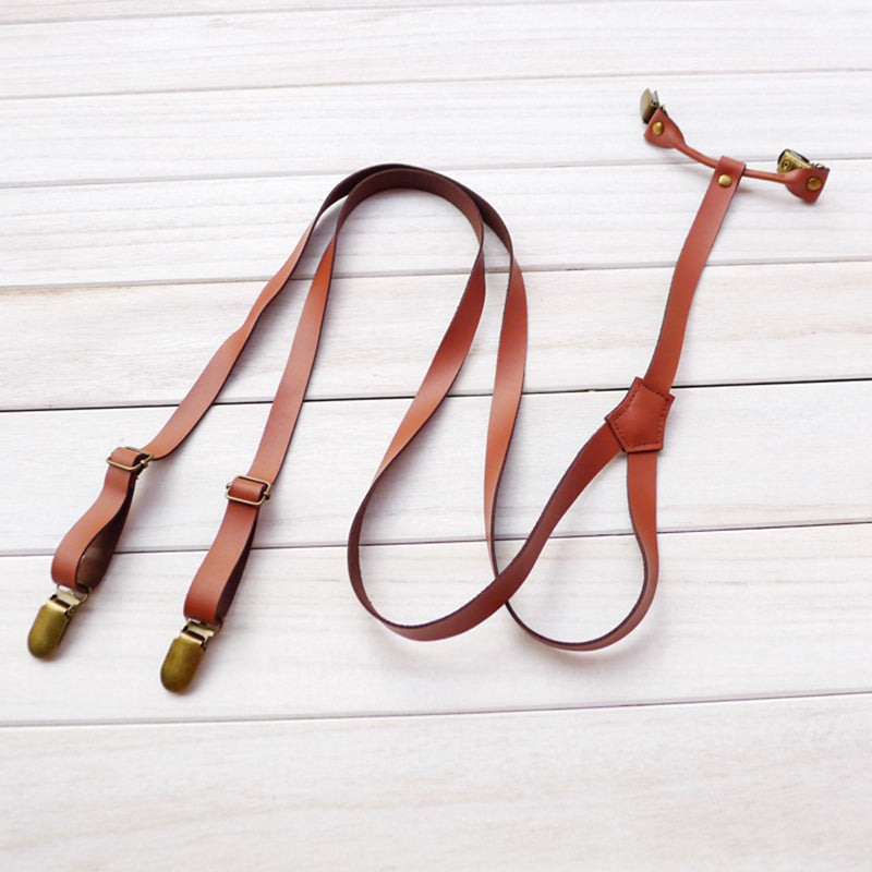 Leather Suspenders, Mens Suspenders, Wedding Suspenders, Teen Suspenders, Suspenders for Men, Light Brown, Dark Brown Suspenders, Gift - icambag