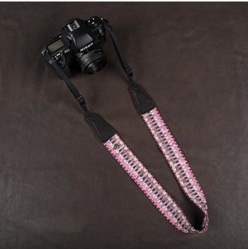 Pink Weaving Style Strap  Handmade Leather Camera Strap 8296 - icambag