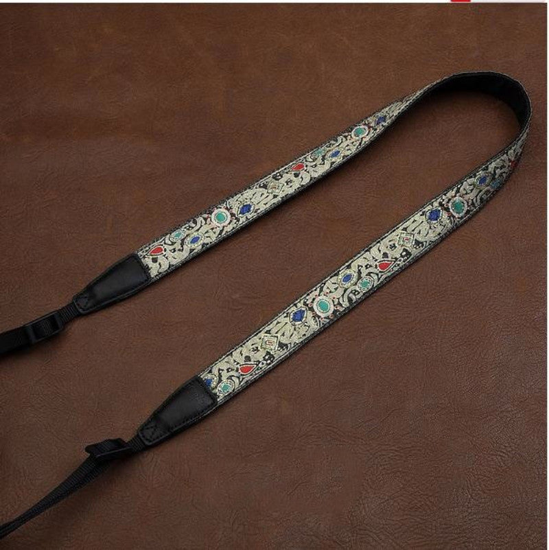 Retro Embroidered Style Strap  Handmade Leather Camera Strap 7589 - icambag