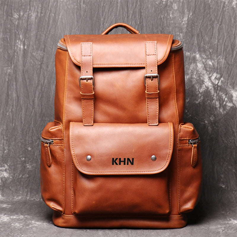 Leather Handmade Backpack School Backpacks,Travel Backpack,Vintage Shoulder Bag - icambag