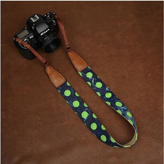 Green Big Dot DSLR Handmade Leather DSLR Camera Strap Camera Strap7184 - icambag