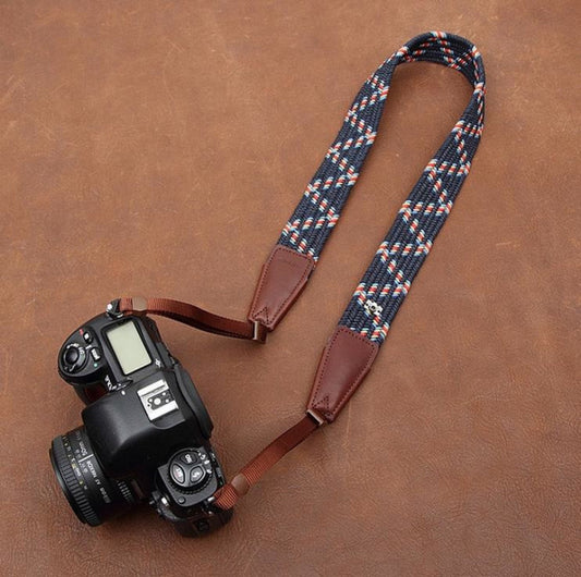 Weaving Style DSLR Deep Blue  Handmade Leather Camera Strap 8792 - icambag