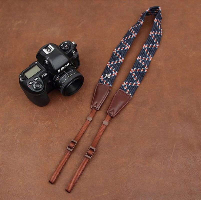Weaving Style DSLR Deep Blue  Handmade Leather Camera Strap 8792 - icambag