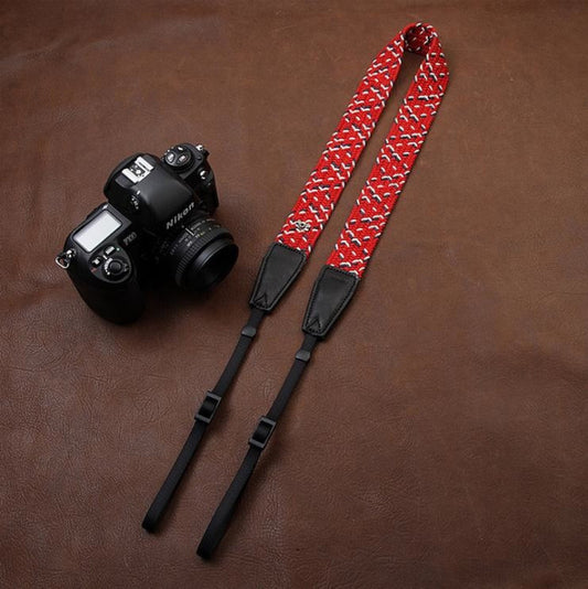 Fashion Weaving Style Red DSLR Sony Nikon Canon Handmade Leather Camera Strap 8796 - icambag