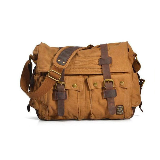 Canvas Messenger Vintage Leather Camera Bag Portable Shoulder Bag Diagonal Tote DSLR Bag - icambag