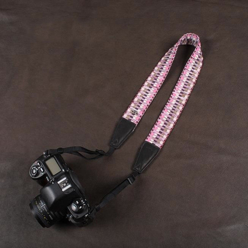 Pink Weaving Style Strap  Handmade Leather Camera Strap 8296 - icambag