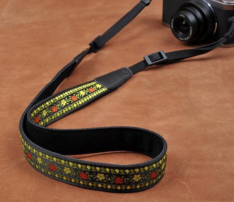 Embroidered Style National wind Strap Handmade Leather Camera Strap - icambag