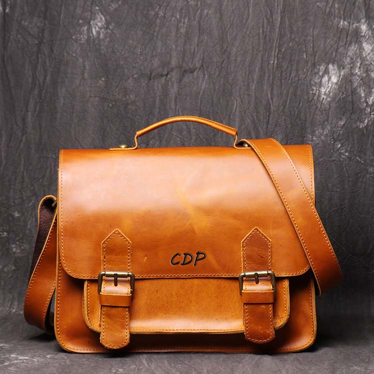 Crazy Horse Leather Vintage Postman Bag With Leather Documentation Bag Head Leather Cross Body Bag For Men - icambag