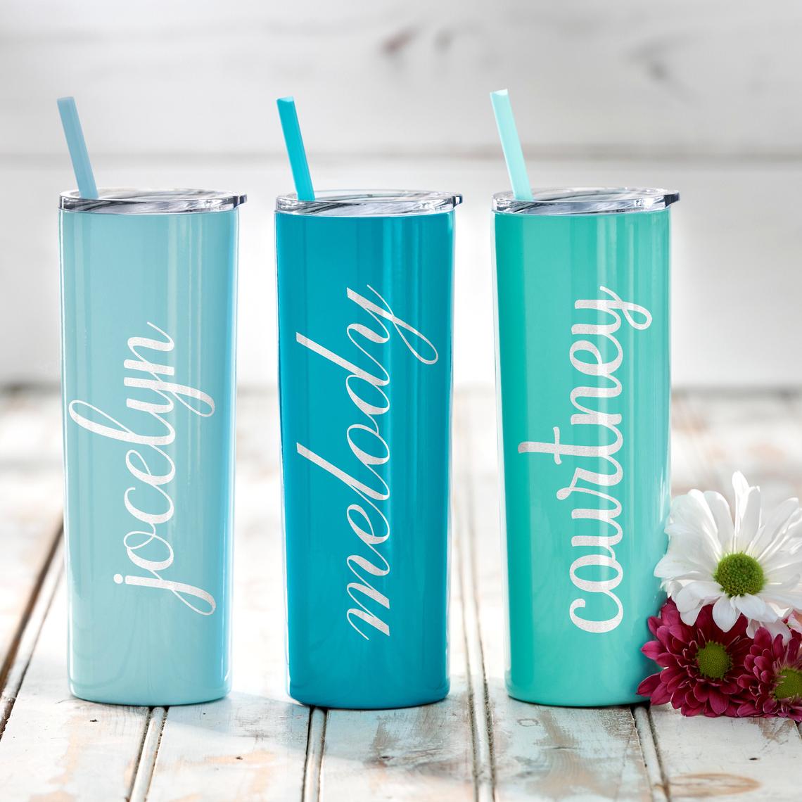 Personalized Tumbler, Bridesmaid Gift, Stainless Steel Tumbler, Will You Be My Gift, Bridesmaid Proposal, Bacholette Party, Skinny Tumbler - icambag