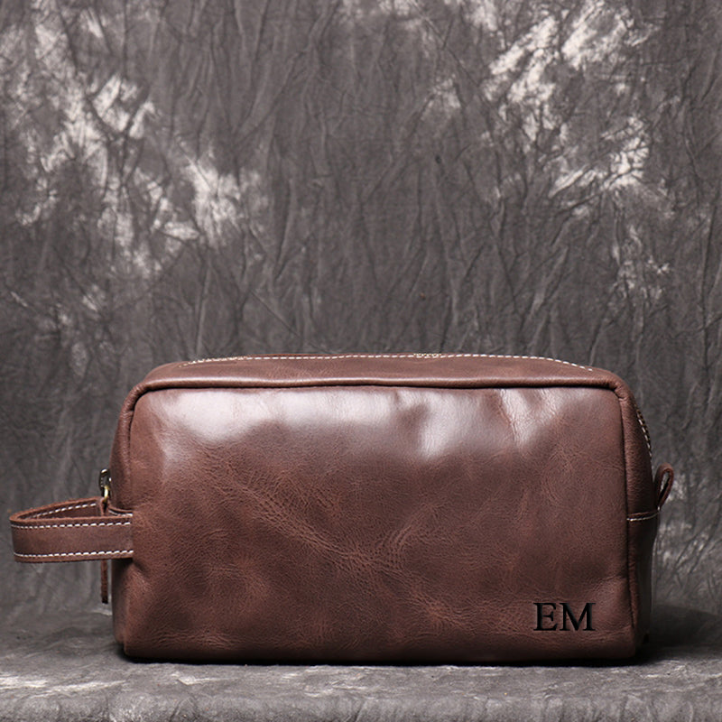Personalized Groomsmen Gift, Dopp Kit Bag Customized Leather Toiletry Bag Monogram Mens Toiletry Bag Leather Gifts - icambag