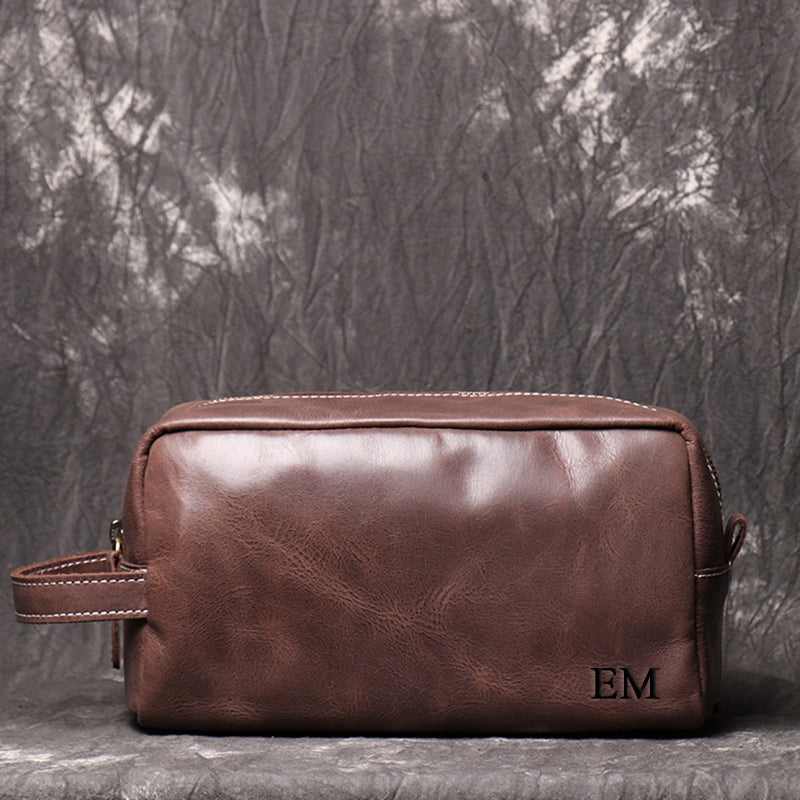 Personalized Groomsmen Gift Dopp Kit Bag Wedding Gift for him Leather Toiletry Bag Monogram Mens Toiletry Bag Leather Mens Best man Gift - icambag