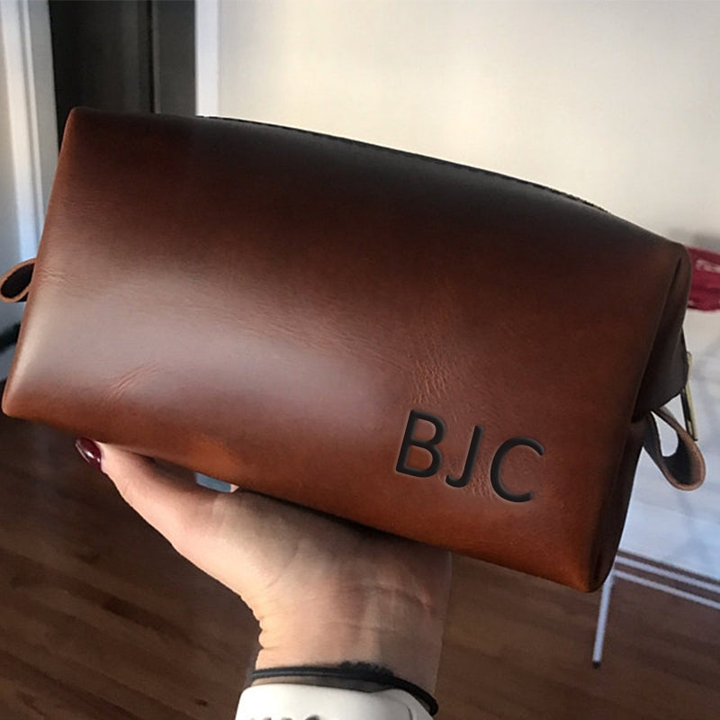 Personalized Toiletry Bag Groomsmen Gift Father Gift for Mens Mens  Gift for Him Leather Dopp Kit Bag Groom Gift Groomsman Gift - icambag