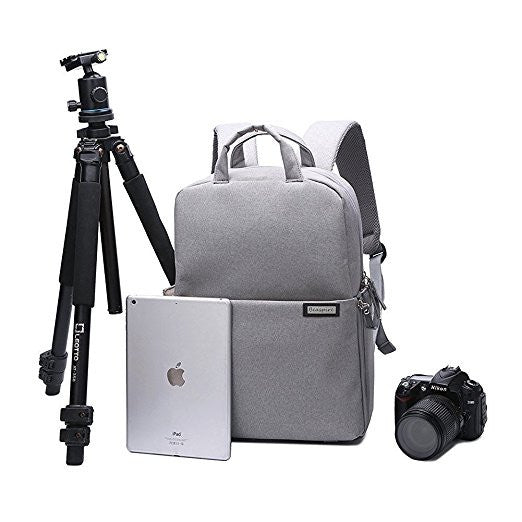 Gray Professional Fashion Multifunction DSLR Camera Bag Waterproof Durable Camera Backpack - icambag