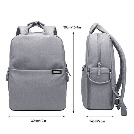 Gray Professional Fashion Multifunction DSLR Camera Bag Waterproof Durable Camera Backpack - icambag