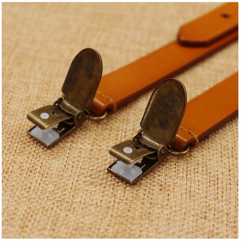 Wedding Groomsmen Leather Suspender, Men's Suspenders in Black - icambag
