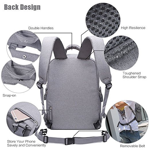 Gray Professional Fashion Multifunction DSLR Camera Bag Waterproof Durable Camera Backpack - icambag