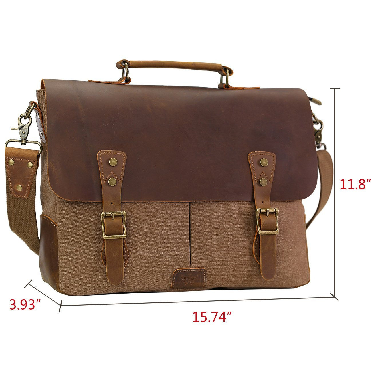 Satchel Messenger Bag for men Vintage Real Leather Canvas 15.6-inch Laptop messenger bag/ Briefcase - icambag