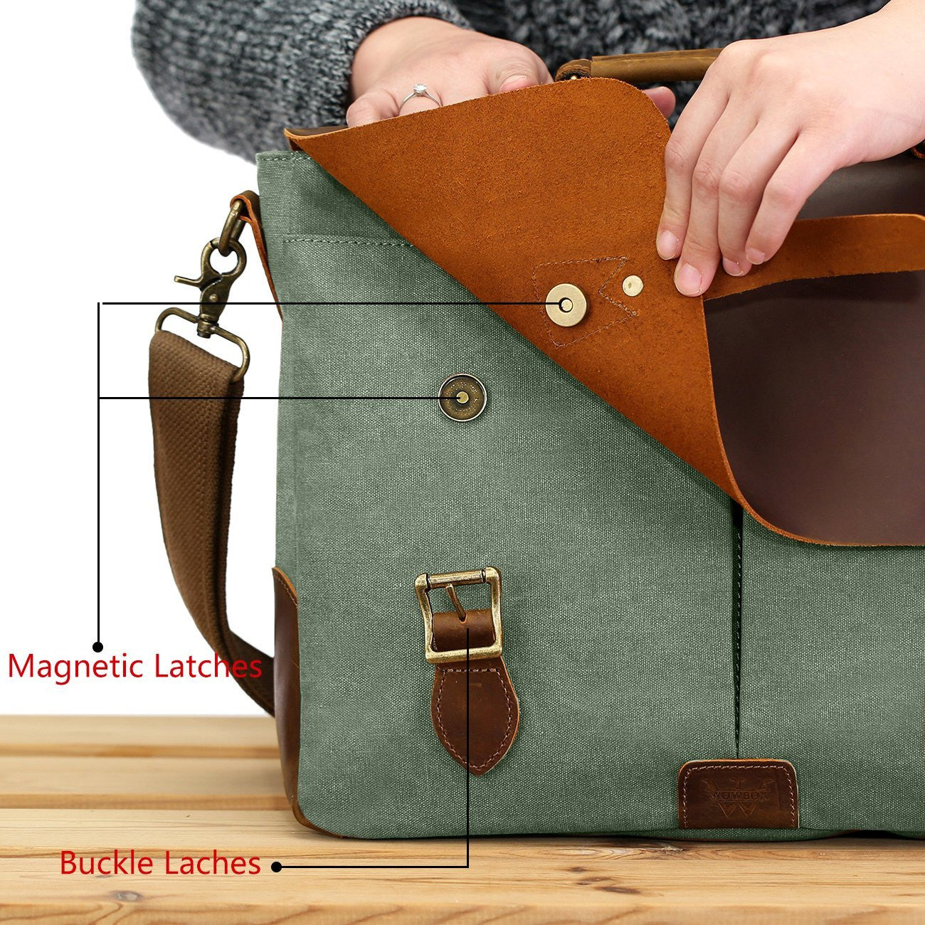 Leather Vintage Messenger Bag for 15.6 inch laptops,Satchel Briefcase Bag for Men and Women Green - icambag