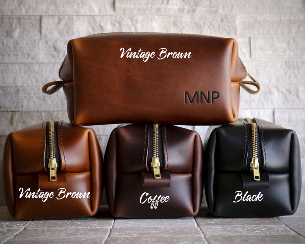 Personalized  Dopp Kit Groomsmen Gift Father Gift for Mens Mens Toiletry Bag Gift for Him Leather Dopp Kit Bag Groom Gift - icambag