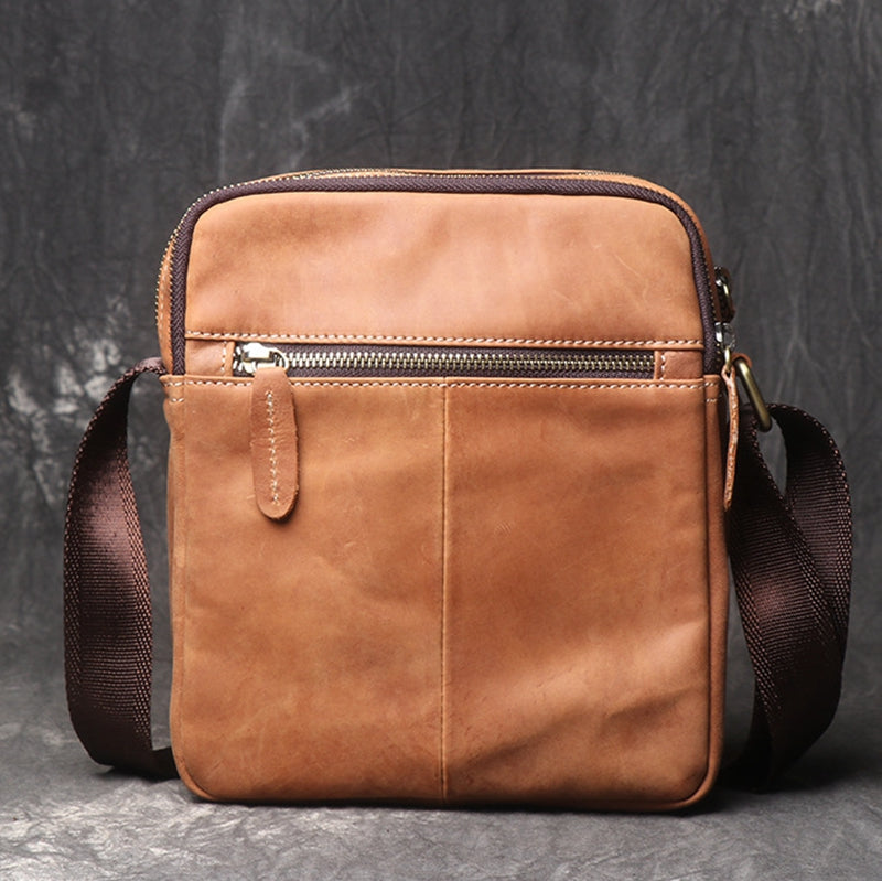 Leather Shoulder Bag For Men,Leather Shoulder Bag Message Bag Casual Cross Body Bag - icambag