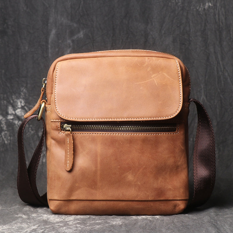 Leather Shoulder Bag For Men,Leather Shoulder Bag Message Bag Casual Cross Body Bag - icambag