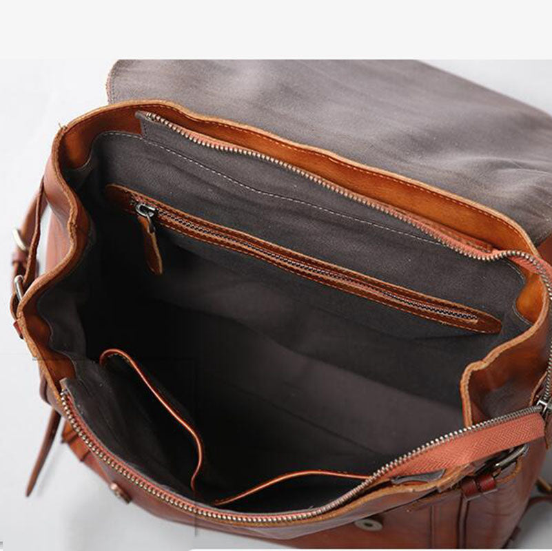 New Design Top Grain Leather Backpack, School Backpack Men - icambag