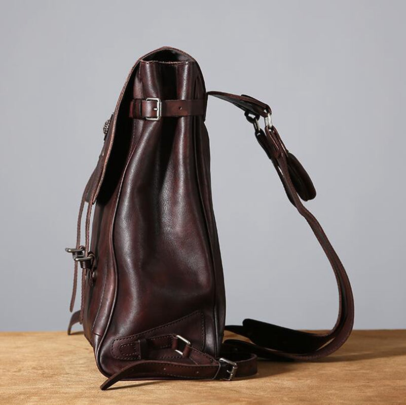 New Design Top Grain Leather Backpack, School Backpack Men - icambag