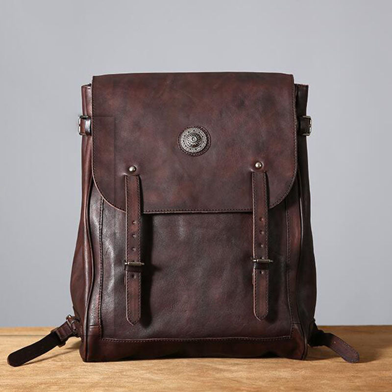 New Design Top Grain Leather Backpack, School Backpack Men - icambag