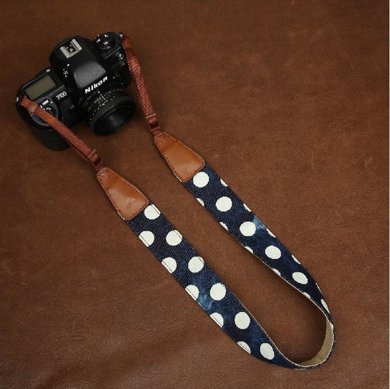 Big Dot DSLR Camera Strap Handmade Leather Camera Strap CS052 - icambag