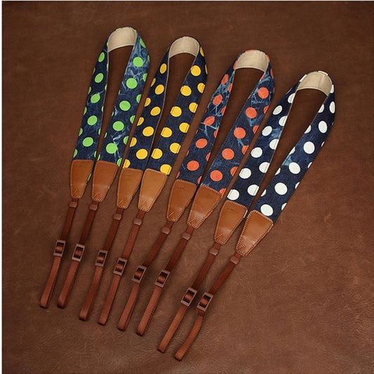 Big Dot DSLR Camera Strap Handmade Leather Camera Strap CS052 - icambag