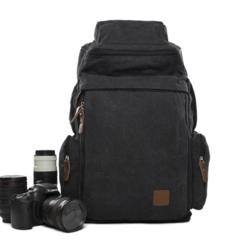 Black Maxi Camera Backpack DSLR Canvas Bag Professional Camera Backpack DN26S - icambag