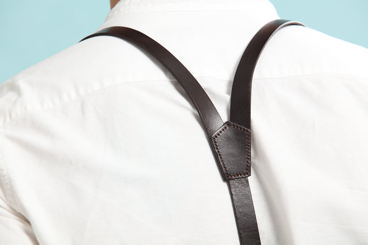 Wedding Groomsmen Suspender, Black Coffee Leather Suspenders,Suspenders for men - icambag