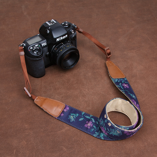 Blue Cowboy Flowers DSLR Camera  Cotton Handmade Camera Strap 7142 - icambag