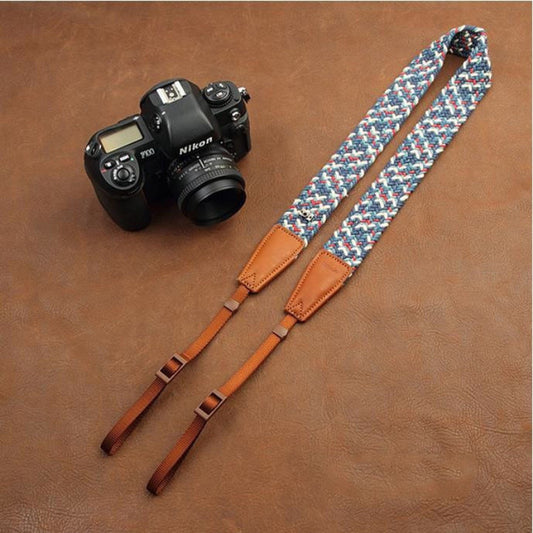 Blue Handmade DSLR Leather Camera Wrist Strap 8795 - icambag