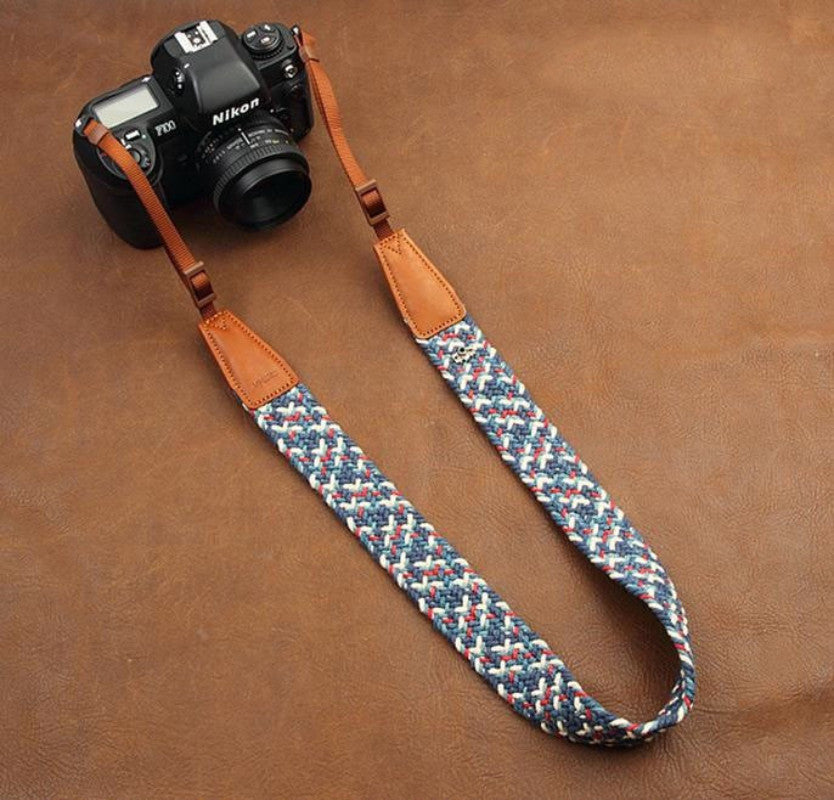 Blue Handmade DSLR Leather Camera Wrist Strap 8795 - icambag