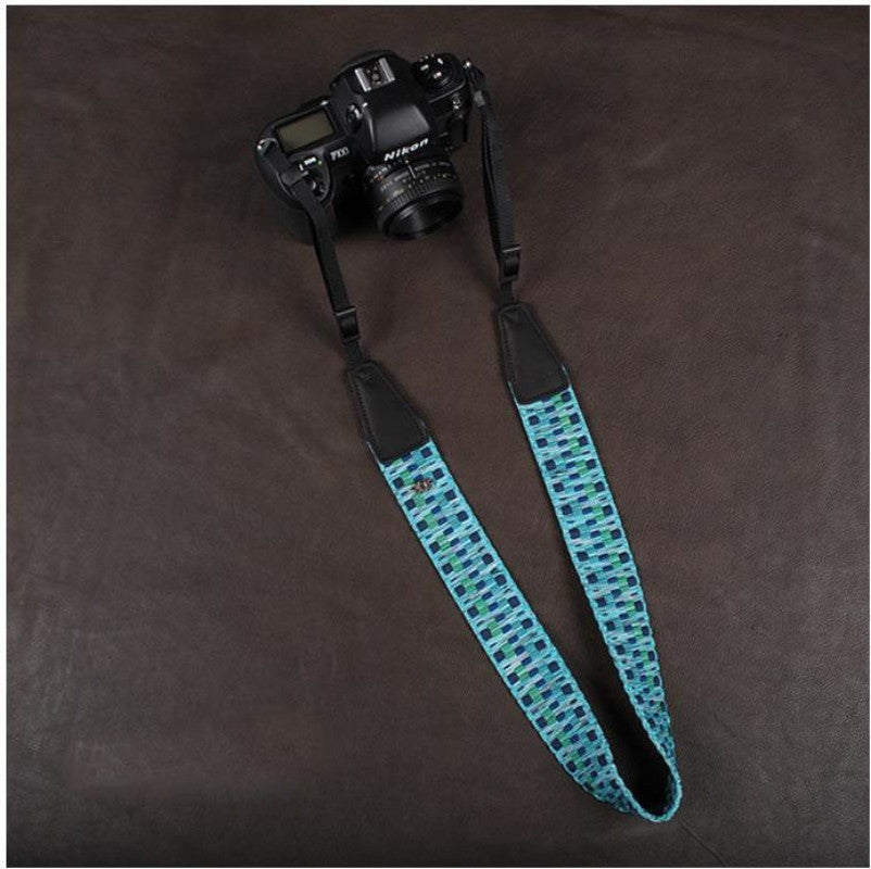 Blue Strap Handmade Leather Camera Strap Bohemia Style 8297 - icambag