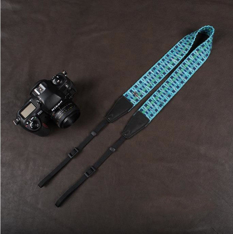 Blue Strap Handmade Leather Camera Strap Bohemia Style 8297 - icambag