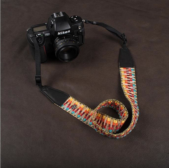 Colorful Strap Leather Camera Strap Bohemia Style-8290 - icambag