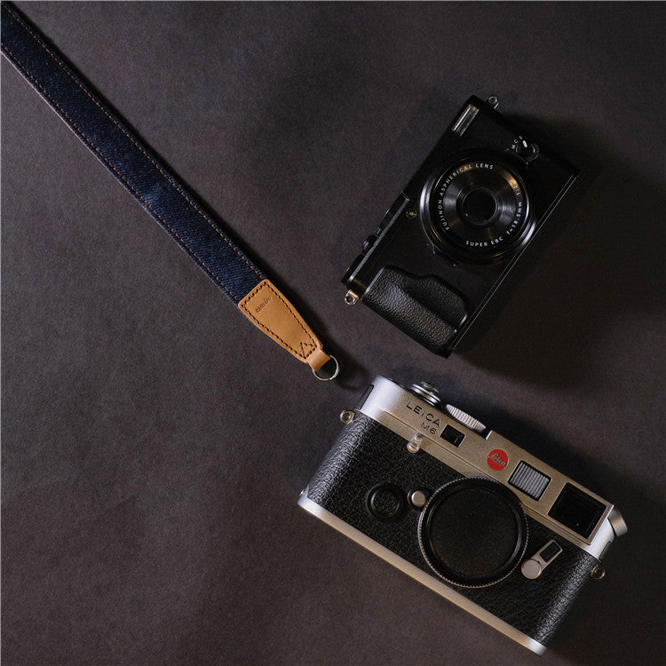 Genuine Leather Cotton Denim DSLR Camera Strap CCS00310 - icambag