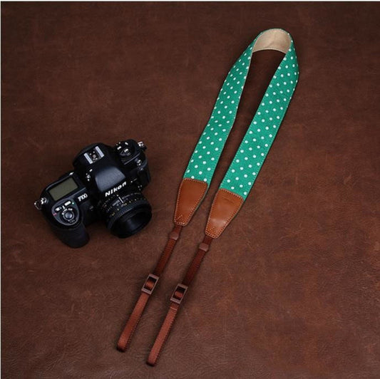 Cowboy DSLR Strap Green Dot lovely strap Handmade Leather Camera Strap Brown 7179 - icambag