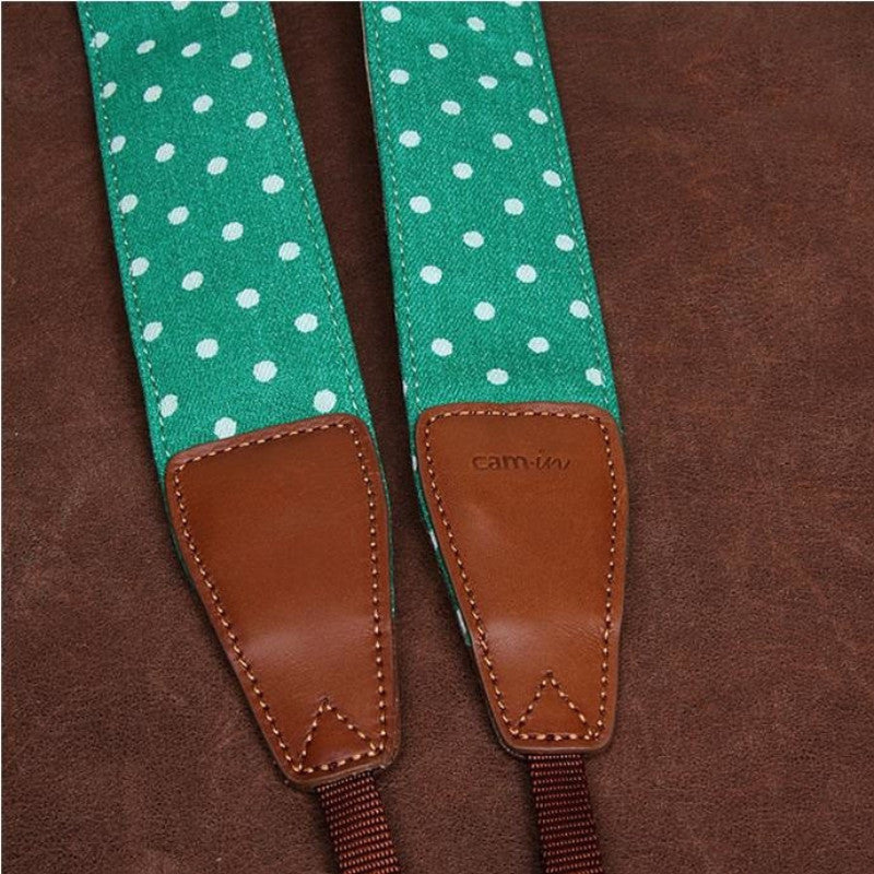 Cowboy DSLR Strap Green Dot lovely strap Handmade Leather Camera Strap Brown 7179 - icambag