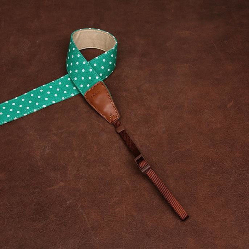 Cowboy DSLR Strap Green Dot lovely strap Handmade Leather Camera Strap Brown 7179 - icambag