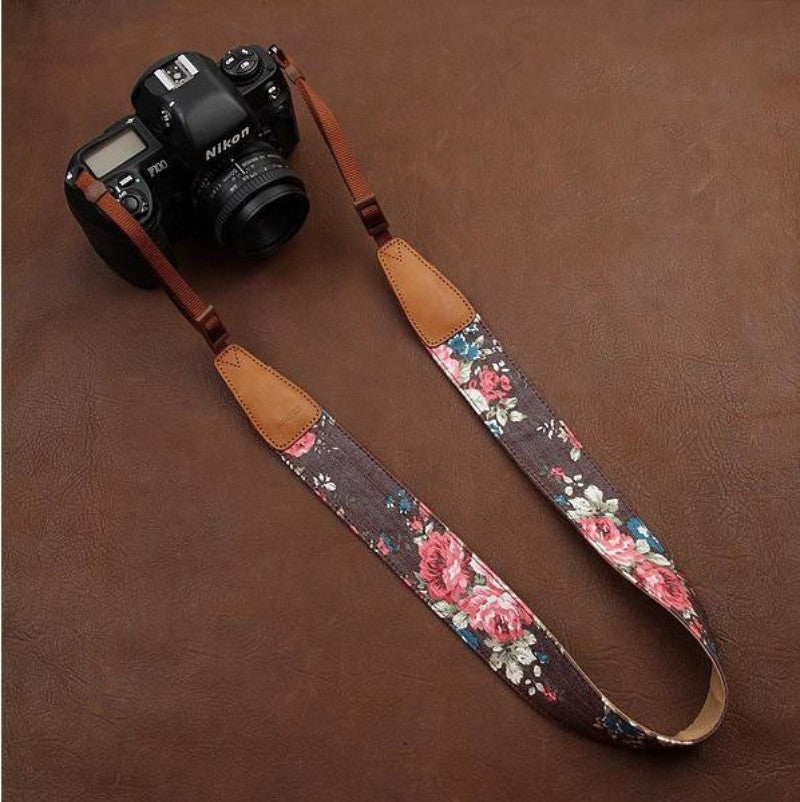 Cowboy Flower  Handmade Leather Camera Strap Brown 7135 - icambag