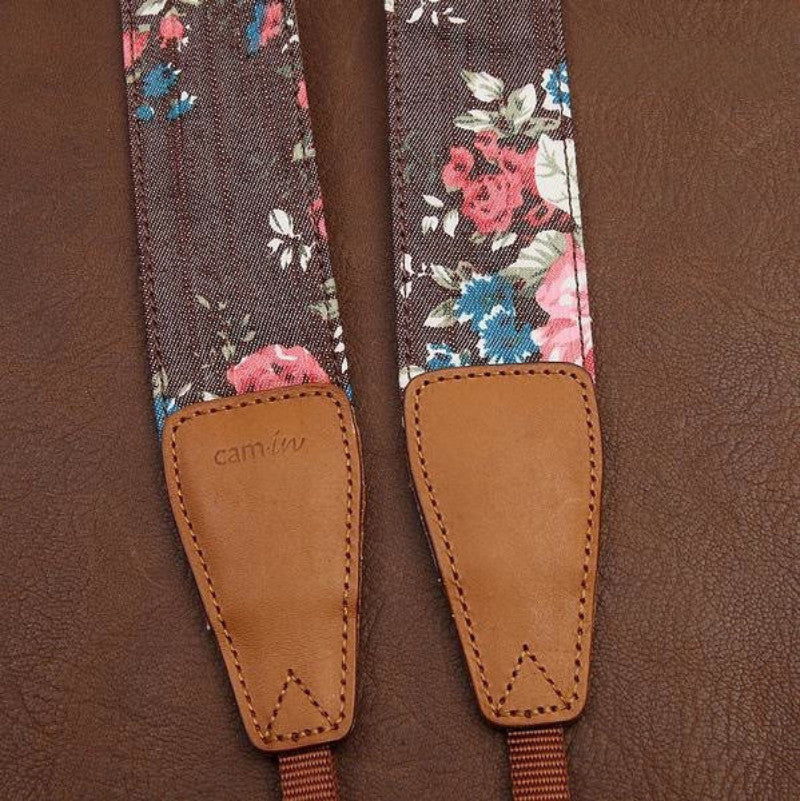 Cowboy Flower  Handmade Leather Camera Strap Brown 7135 - icambag
