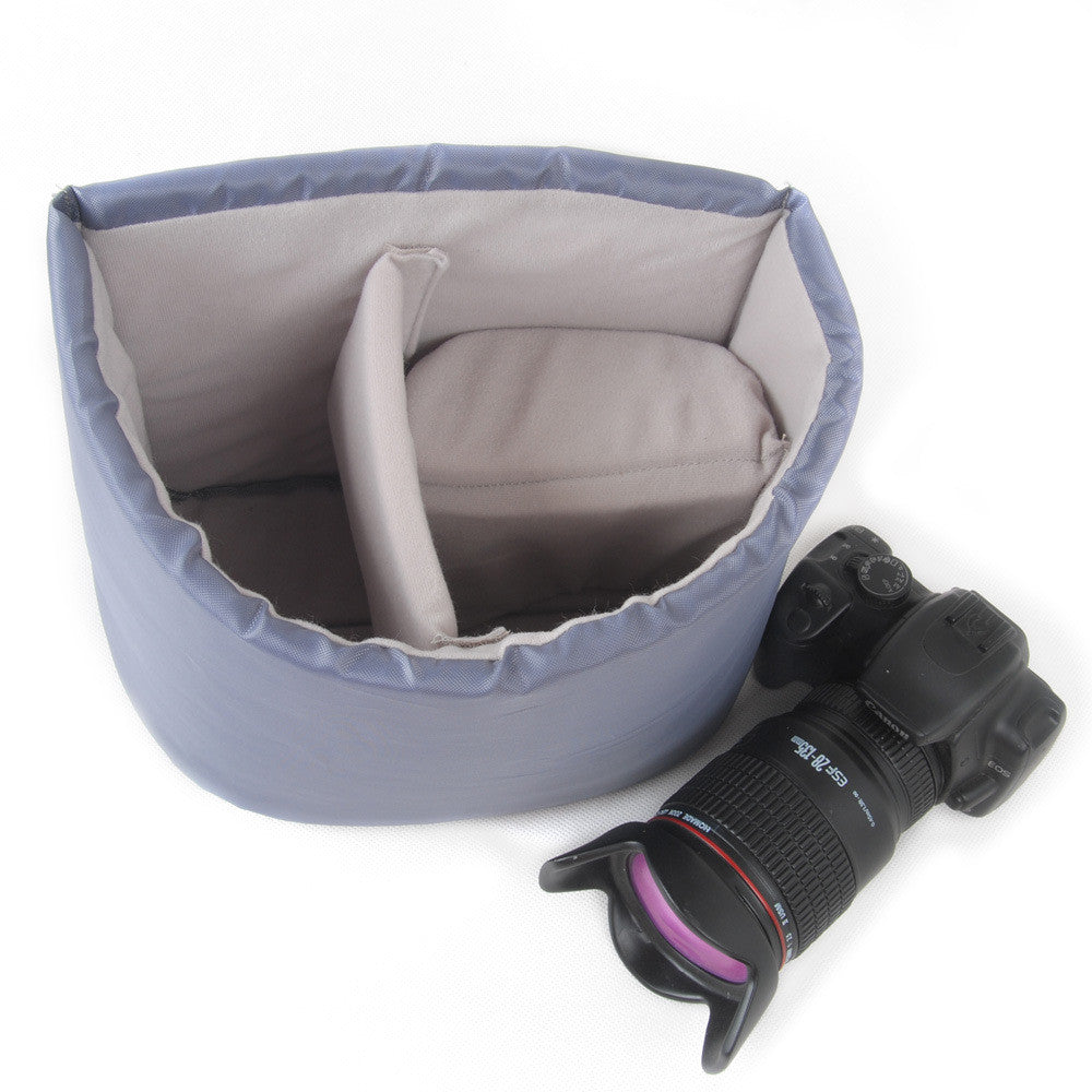 Semicircle Gray DSLR Camera Bag Insert One Body Two Lens B38 - icambag