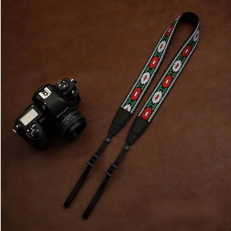 DSLR Camera Cotton Handmade Camera Strap Red Flower 7540 - icambag